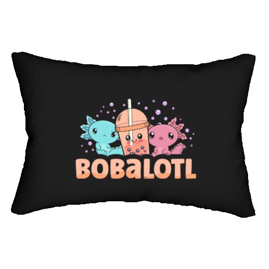 Bobalotl Bubble Tea Lover Boba Tea Drinker Axolotl Lumbar Pillows