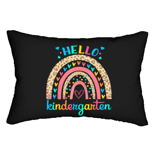 Hello Kindergarten Rainbow Heart For Teachers Lumbar Pillows