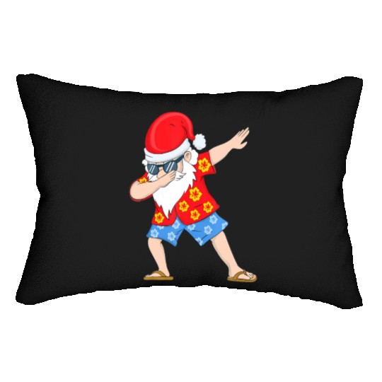 Christmas in July Santa Hawaiian Dabbing Santa Lumbar Pillows