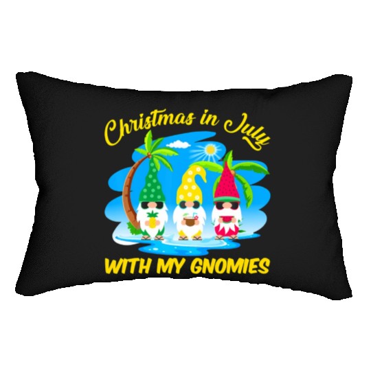 Christmas In July With My Gnomies Beach Summer Lumbar Pillows