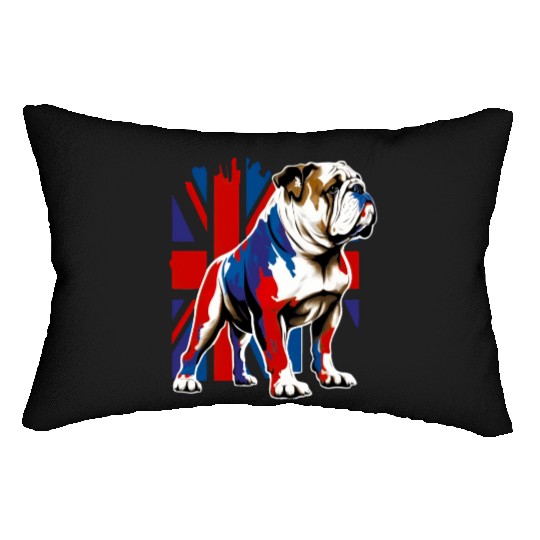 British Bulldog With Union Jack Flag King Charles Lumbar Pillows