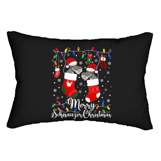 Merry Schnauzer Mini Schnauzer Xmas Lumbar Pillows