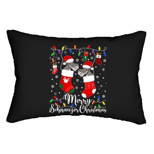 Merry Schnauzer Mini Schnauzer Xmas Lumbar Pillows