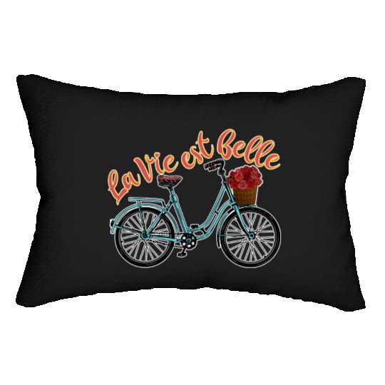 La Vie Est Belle French Bicycle France Francophile Lumbar Pillows