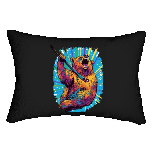 Golfer Grizzly Bear Golf Club Golfing Golf Player Lumbar Pillows