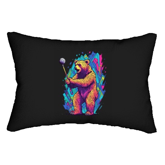 Golfer Grizzly Bear Golf Club Golfing Golf Player Lumbar Pillows