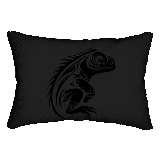 Black Lizard Vector Art Lumbar Pillows