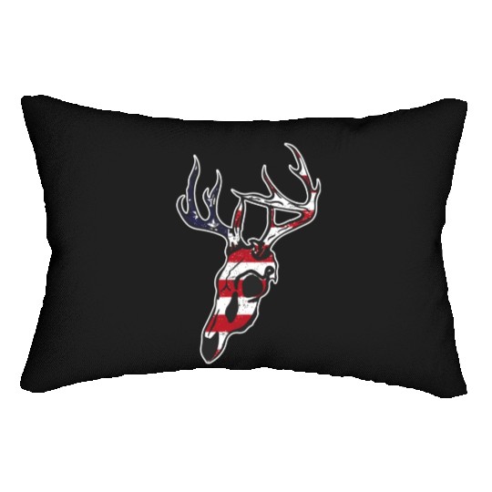 Whitetail Deer Hunting Animal Lover American Flag Lumbar Pillows