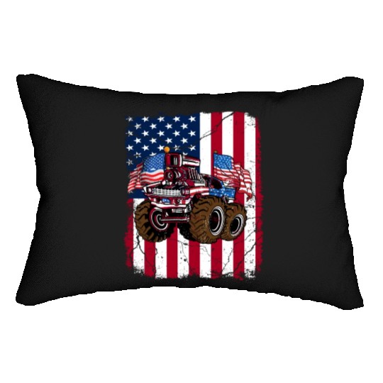 US Patriot American Monster Trucks USA Fan Lumbar Pillows