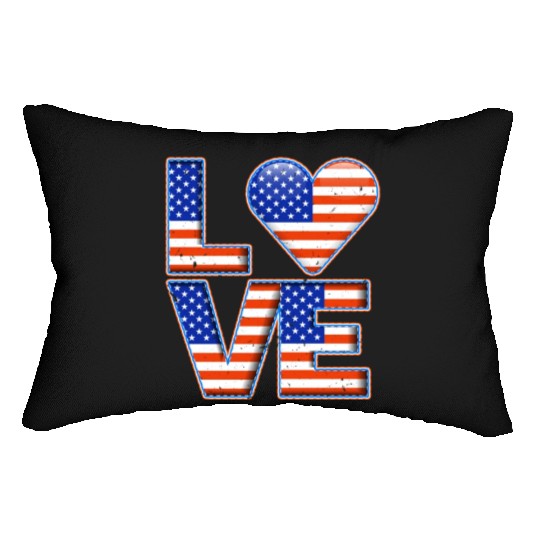LOVE America Patriotism USA Independence Day Lumbar Pillows