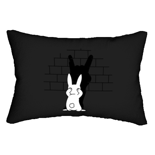 Rabbit Hand Shadow Rock And Roll Bunny Lumbar Pillows