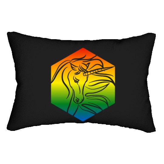 Rainbow Unicorn Silhouette | TTRPG Pride Lumbar Pillows
