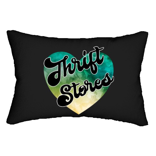 Thrift Stores green yellow watercolor heart Lumbar Pillows