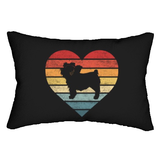 Yorkie Lover Retro Sunset Silhouette Lumbar Pillows