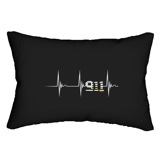 Dispatcher 911 Vintage Usa Flag Hebeat Ekg Pulse Lumbar Pillows