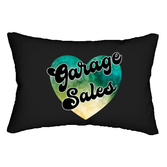 Garage Sales green yellow watercolor heart Lumbar Pillows