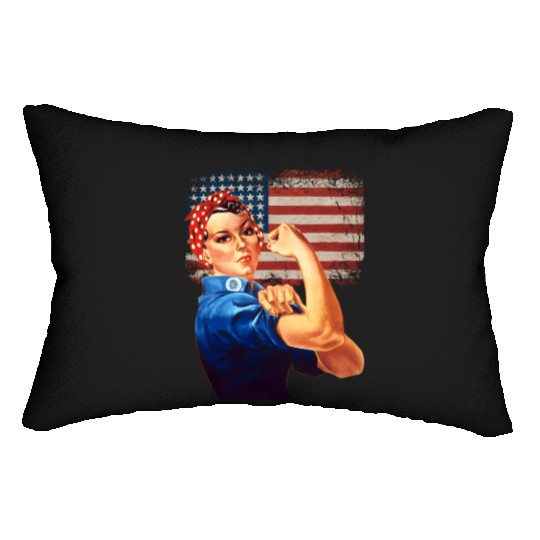 Rosie The Riveter American Flag Usa Rosie The Lumbar Pillows