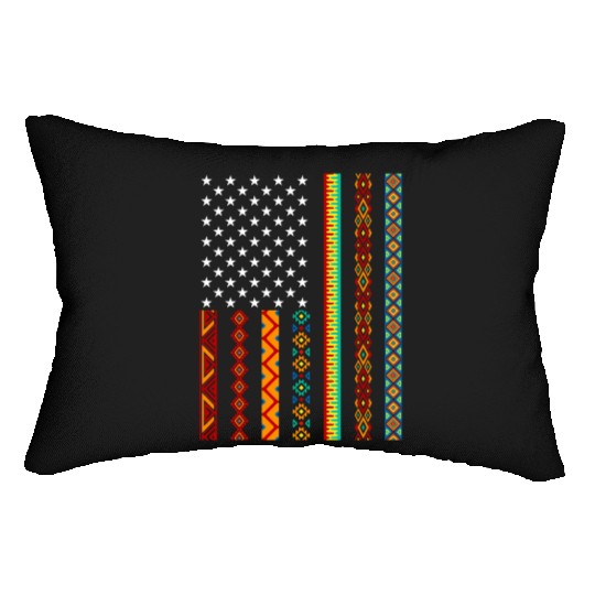 African Kente Cloths American Flag Lumbar Pillows
