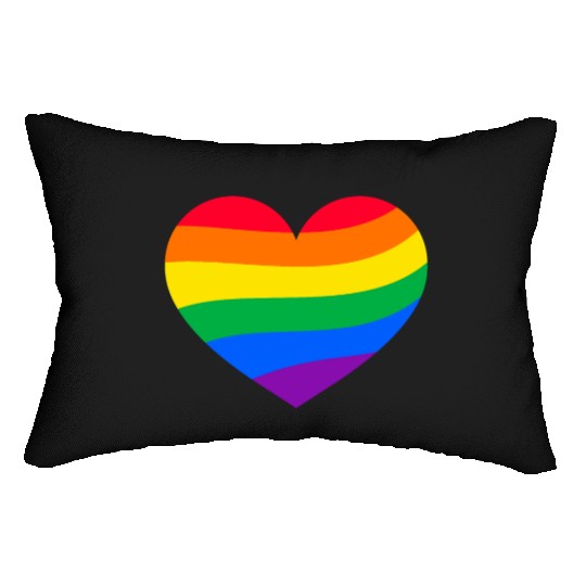 lgbt Gay Pride Rainbow Heart Lumbar Pillows