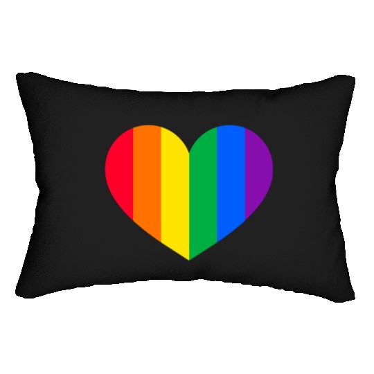 Gay Pride Rainbow Heart Lumbar Pillows