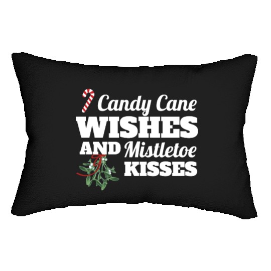 Candy Cane Wishes And Mistletoe Kisses Christmas Lumbar Pillows