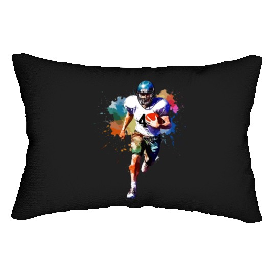 Watercolor Style Football Player Art Lumbar Pillows