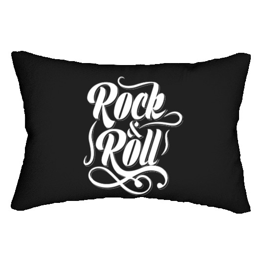 Rock and roll text vintage typography Lumbar Pillows