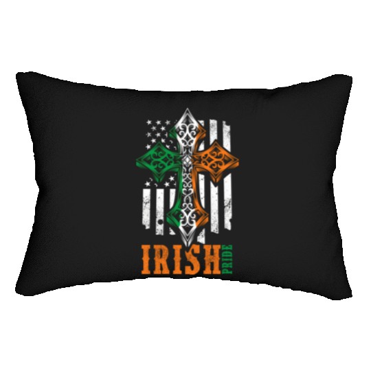 Irish American Flag Celtic Cross Lumbar Pillows