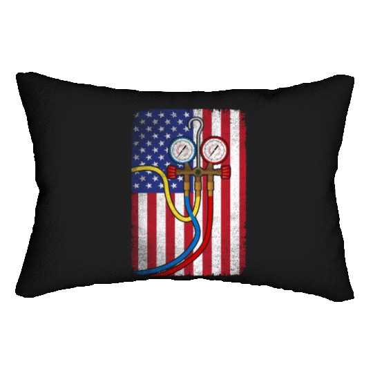 Patriotic HVAC Technician American Flag HVAC Tech Lumbar Pillows