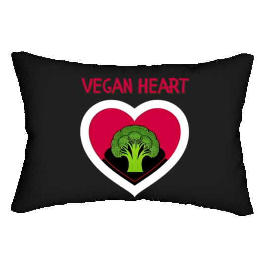 Vegan heart, broccoli heart Lumbar Pillows