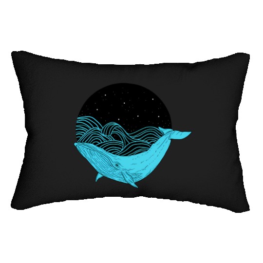 Humpback Whale Midnight Space Whale Lumbar Pillows