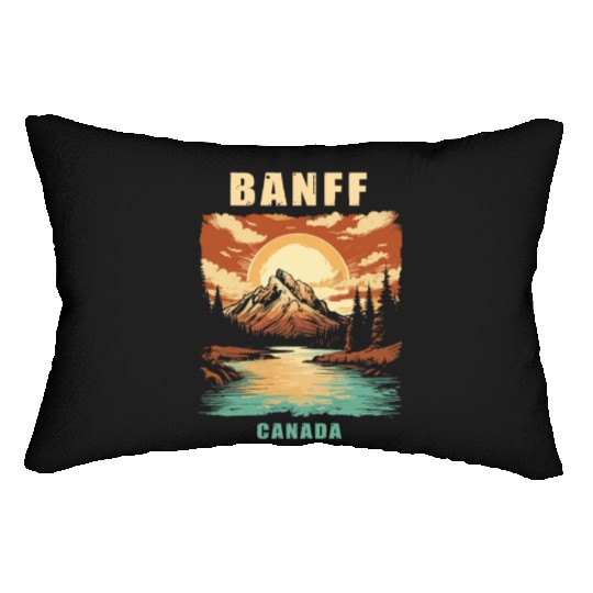Vintage Retro Canadian Banff National Park Lumbar Pillows