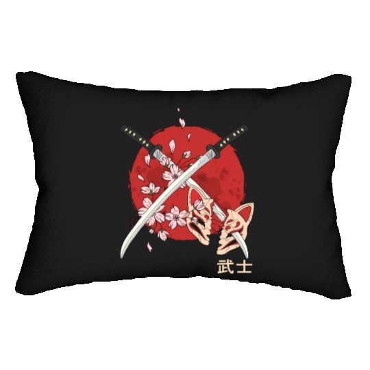 Ancient Japanese Cherry Blossom Samurai Katana Swo Lumbar Pillows
