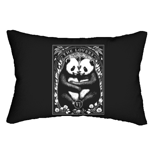 The Lovers Tarot Card Cute Panda Lover Couple Lumbar Pillows