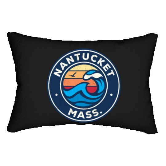 Nantucket Massachusetts Ma Nautical Waves Lumbar Pillows