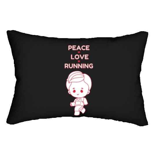 Peace Love Running Red Sport Outline Illustration Lumbar Pillows