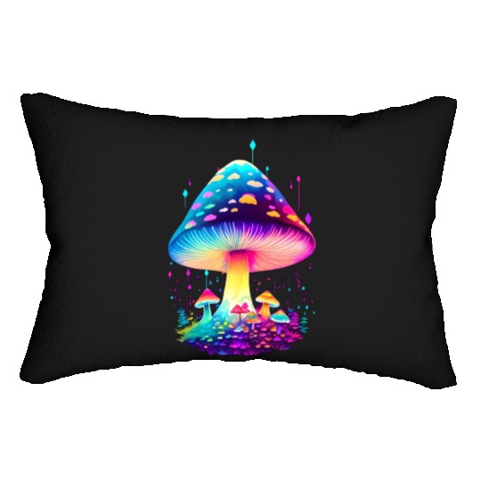 Enchanting Fungi: A Neon Wonderland Lumbar Pillows