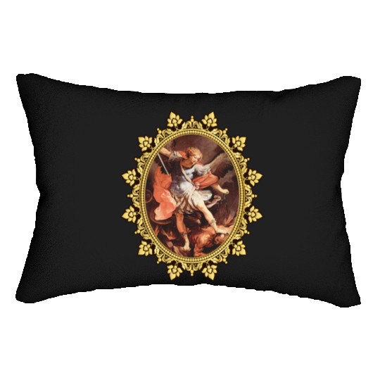 St. Michael the Archangel Icon Dragon Catholic Ang Lumbar Pillows