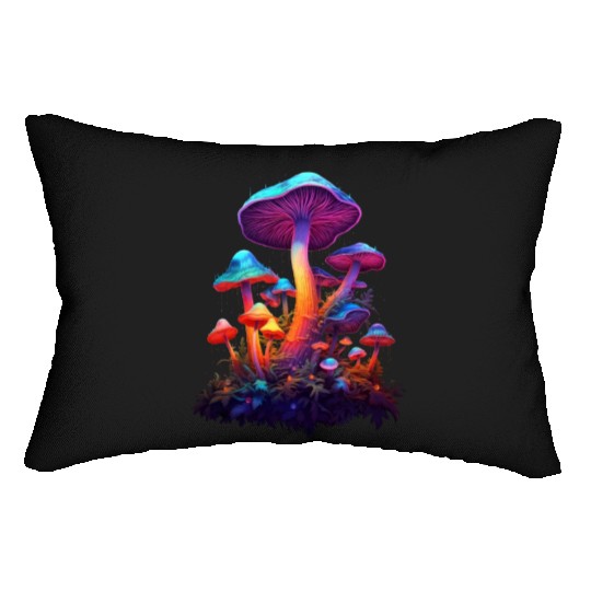 Trippy Neon Mushrooms #8 Lumbar Pillows