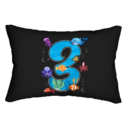3rd birthday Aquarium Fish lover 3 Year Old Sea Pa Lumbar Pillows