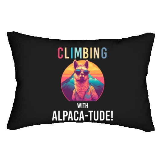 Funny Alpaca with Sunglasses - Alpaca-tude Lumbar Pillows