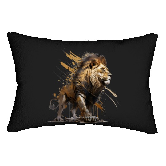 Lion walking, lion Lumbar Pillows