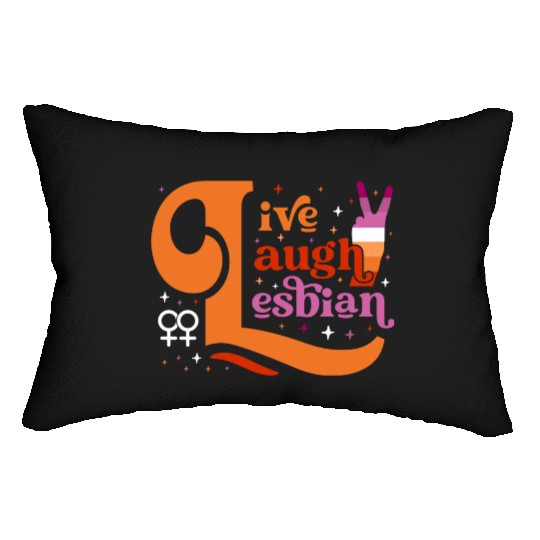 Live Laugh Lesbian Flag Pride Women Retro gift Lumbar Pillows