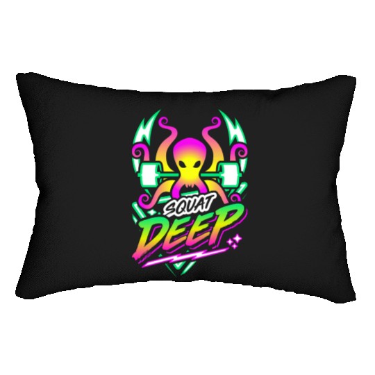 Squat Deep Kraken Retro Neon Synthwave 80s 90s Lumbar Pillows