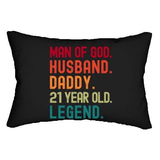 Man of God Husband Dad Vintage 21st Birthday Lumbar Pillows
