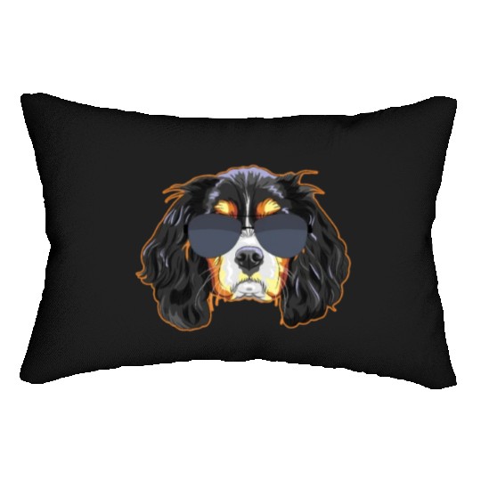 Cavalier King Charles Spaniel Wearing Sunglasses Lumbar Pillows