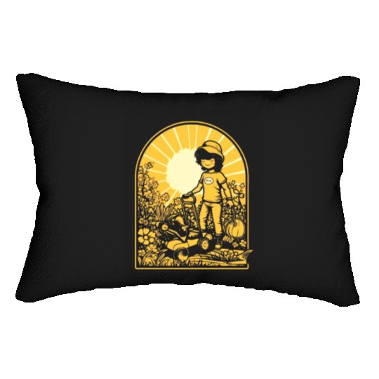 Mower Gardening Lawn Mowing Gardener Anime Kawaii Lumbar Pillows
