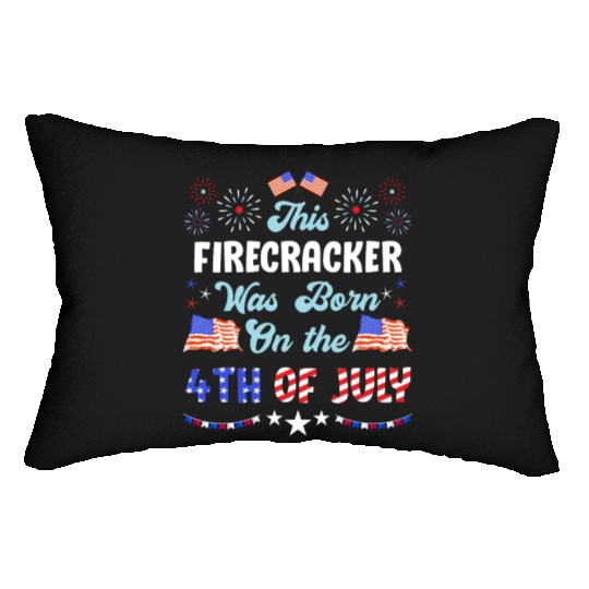 USA This Firecracker was born 4th of July Lumbar Pillows