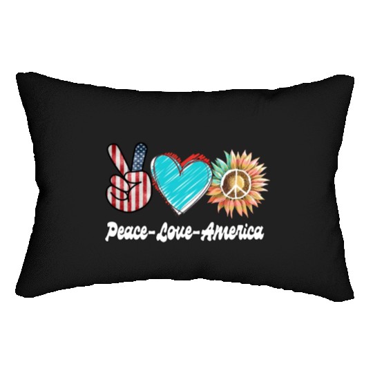 Peace Love America US Flag Fourth Womens JULY 4TH Lumbar Pillows