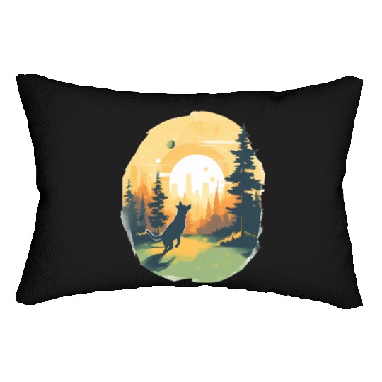Joyful Dog in Summer Park Lumbar Pillows